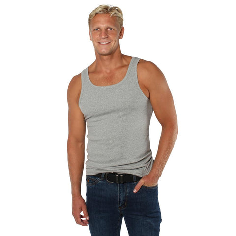 Ringers Western | Shearer Mens Rib Tank - Steel with White Print - Grey Marle with Black Print - Dark Navy with White Print