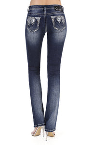 Charme | Western Diamond Embellished Easy Bootcut Jeans | CEB-71195