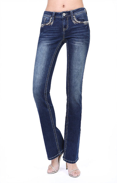 Charme | Stitched Embellished Easy Bootcut Jeans | CEB-3310