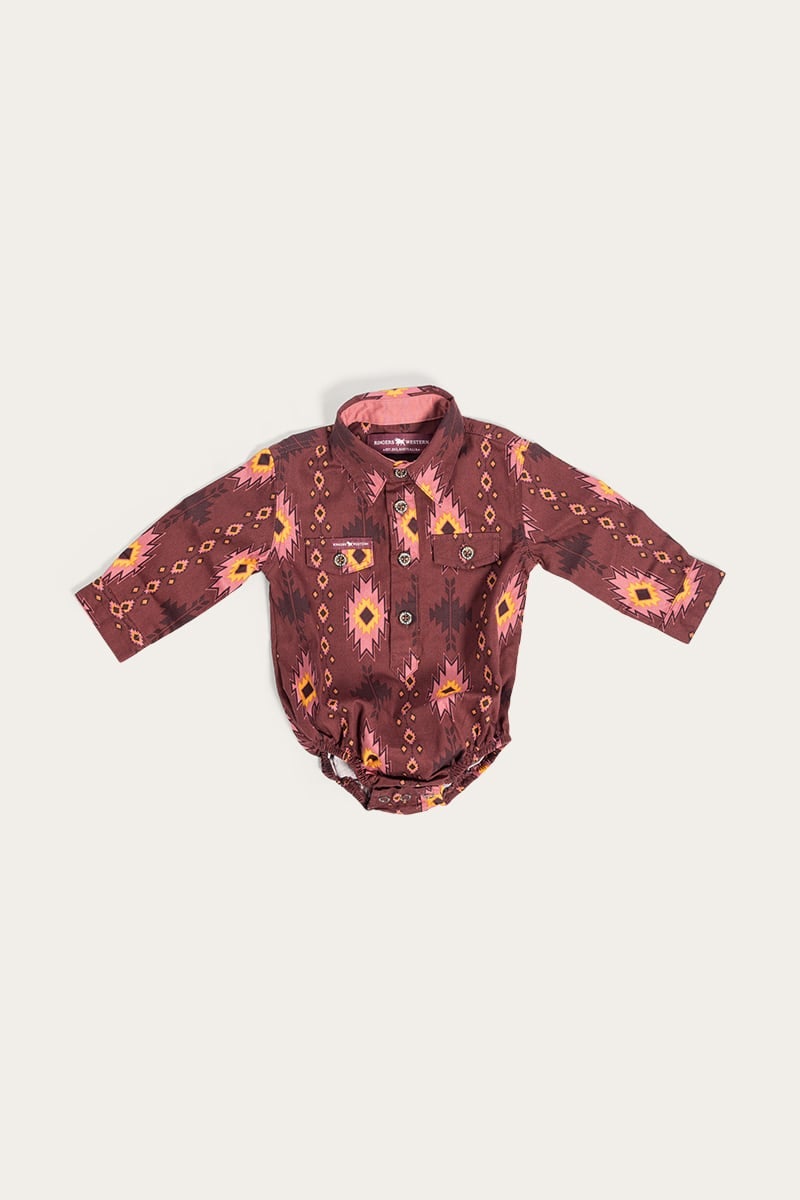 RINGERS WESTERN | LIMITED EDITION: TODDLER ONESIE - AMAZON GREEN WITH MONTANA PRINT & CABERNET WITH MONTANA PRINT
