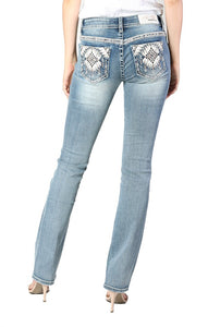 Grace in LA | Light Wash Embellished Bootcut Jeans | JB-S186