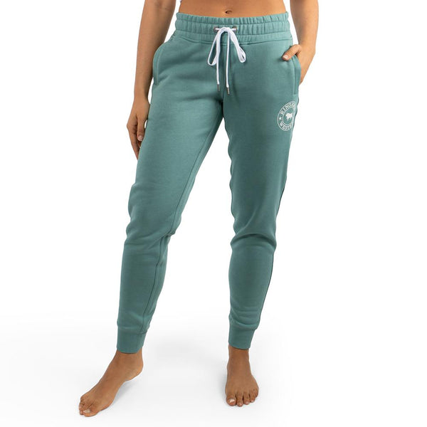 Ringers Western | Lorne Womens Trackpants - Sea Green with White Print