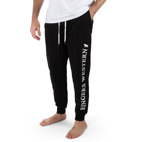 Texas Mens Trackpants - Black with White Print