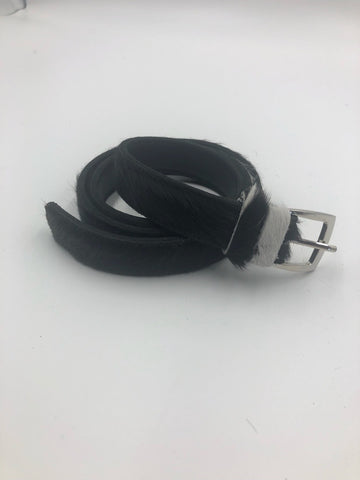 Marie | Black & White Cowhide Belt
