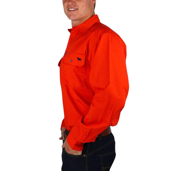 Ringers Western | King River Half Button Shirt- Red