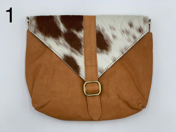 Mila | Tan & White Cowhide Sling Bag