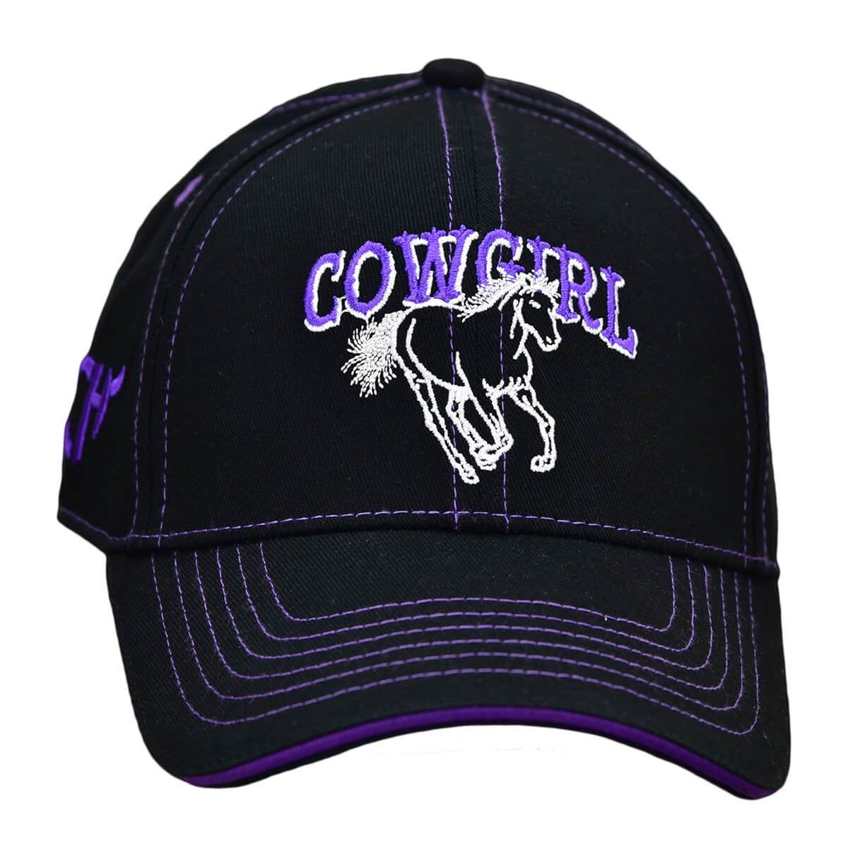 Infant/Toddler Girl's Cowgirl Horse Purple/Black Velcro Cap