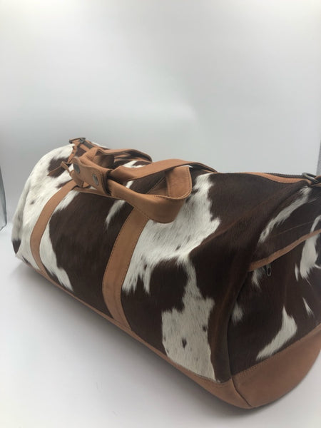 Domenique | Tan & White Cowhide Travel Bag