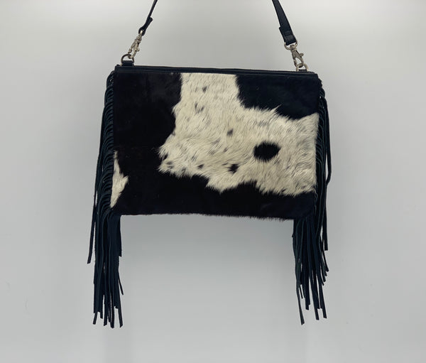 Claudine | Black & White Cowhide Bag