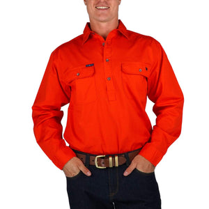 Ringers Western | King River Half Button Shirt- Red