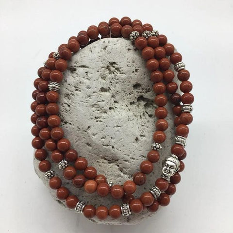 Red Jasper Stone Bracelet with Buddha Charm