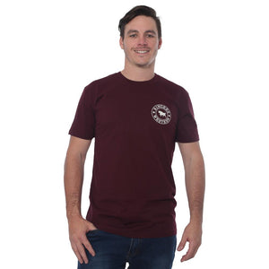 Ringers Western | Signature Bull Mens Classic Fit T-Shirt - Burgundy with Natural Print