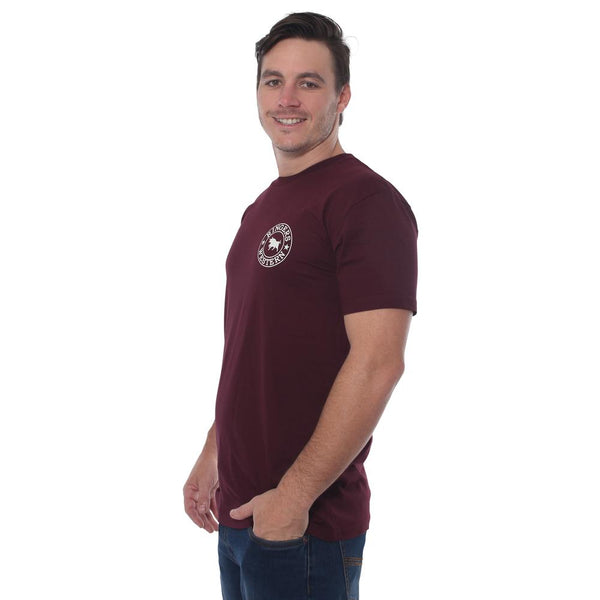 Ringers Western | Signature Bull Mens Classic Fit T-Shirt - Burgundy with Natural Print