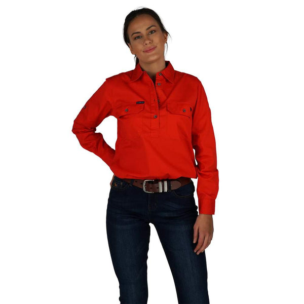 Ringers Western | Pentecost River Womens Half Button Work Shirt Red