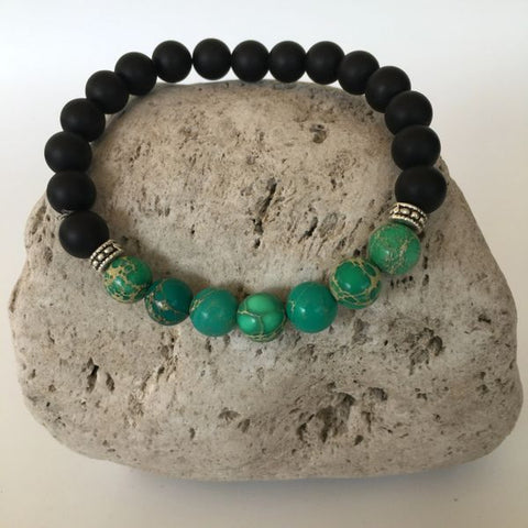 Black Agate & Green Imperial Stone Bracelet